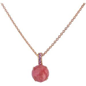 Mariana Roxanne Gold Pendant Necklace Rose Mineral Stone with Lt Rose M63223 NWT